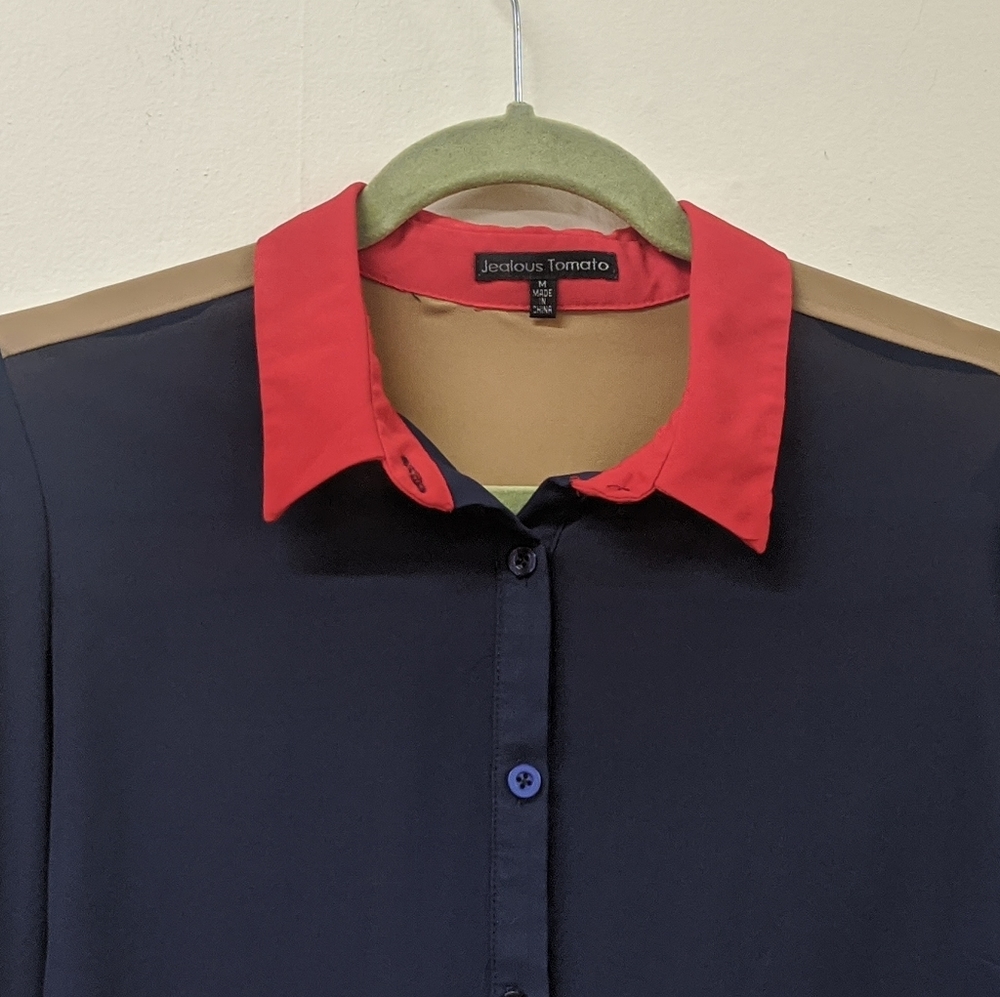 Sheer Multi-block Button Down (M) - Picture 3 of 4
